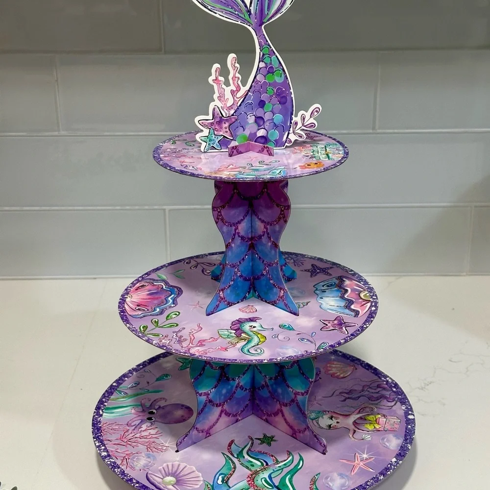 Brand New 3-tier mermaid-themed cupcake or dessert stand 18